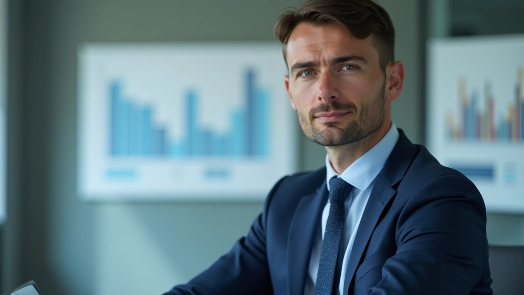 Finanční analytik pracující s rozpočtovými daty v moderní kanceláři s počítači a grafy na pozadí