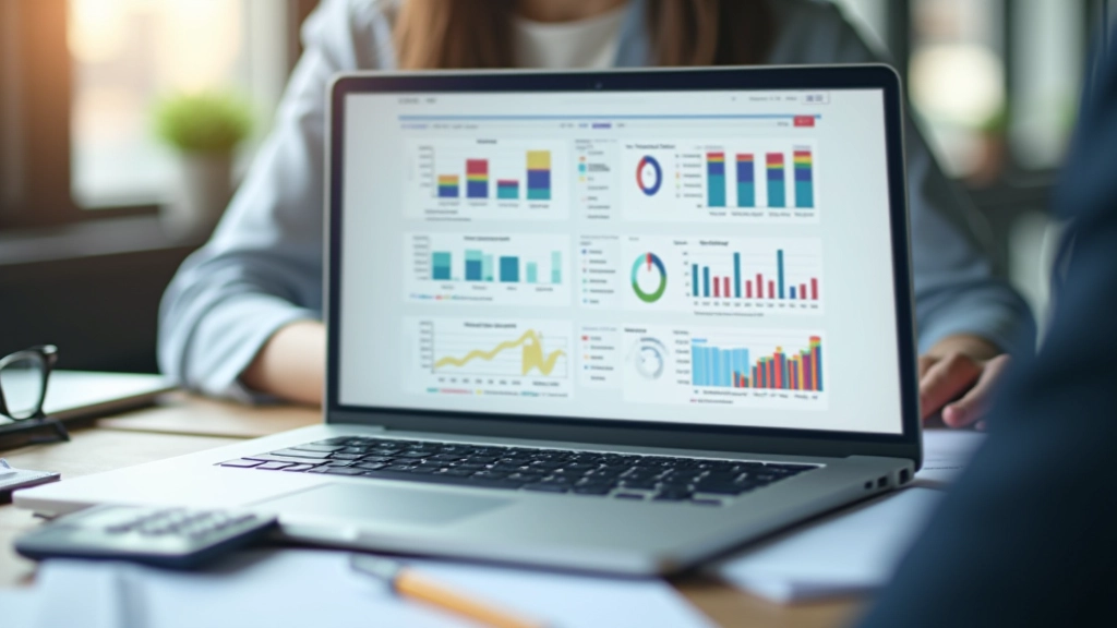 Tabulka příjmů a výdajů státního rozpočtu s barevnými sloupci a čísly, kalkulačka a pero na stole